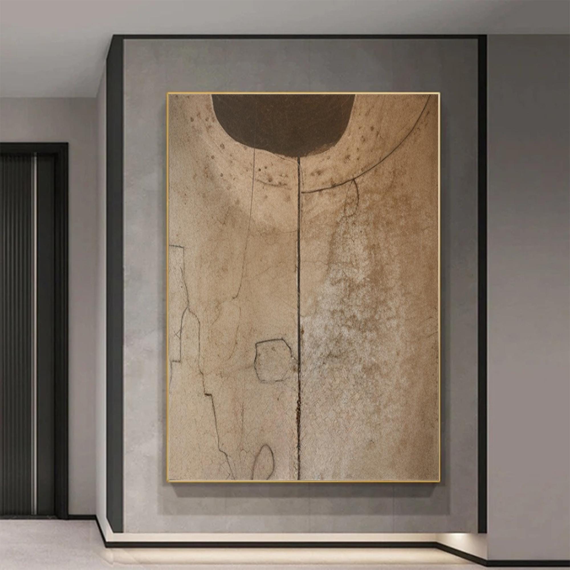 Super Large Brown Abstract Painting Beige Wabi Sabi Art on Canvas Brown ...