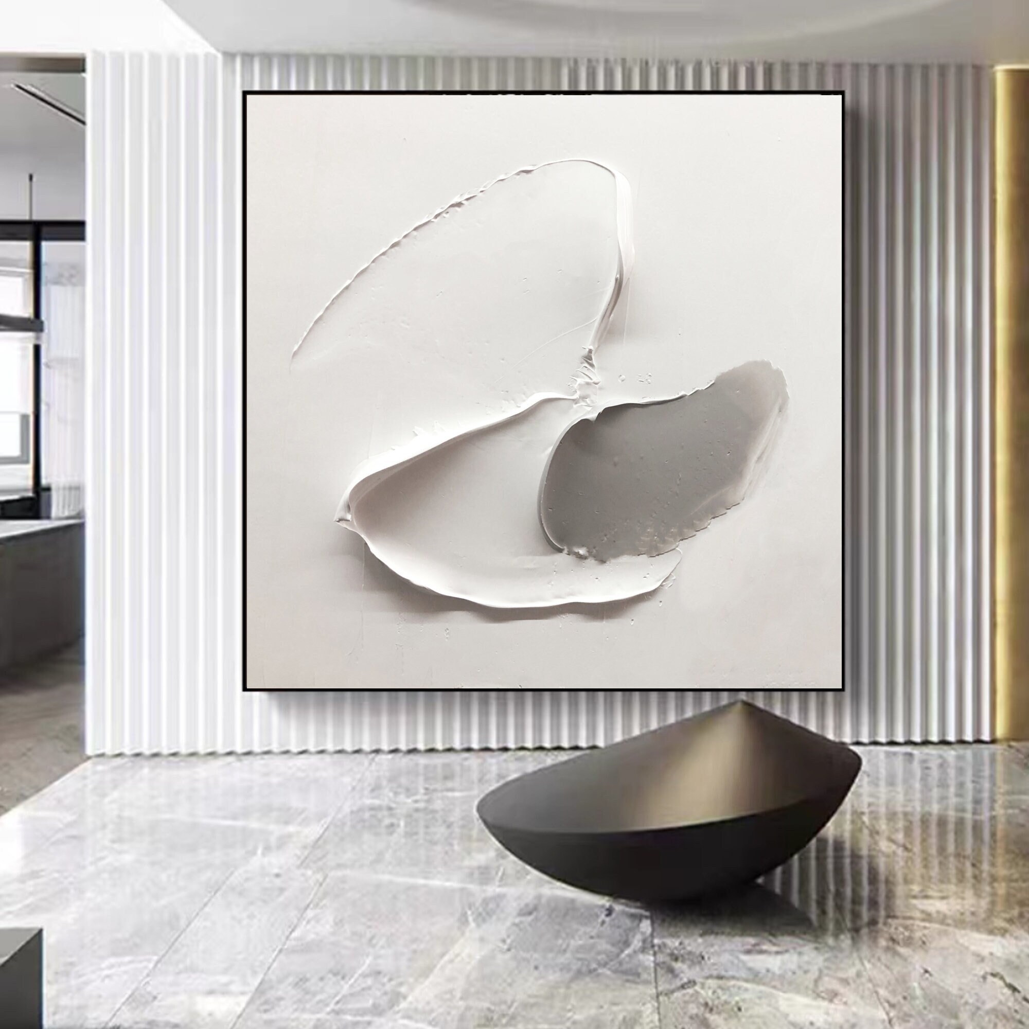 Large Gray White Painting Wabi Sabi Wall Art Textured Canvas - Etsy