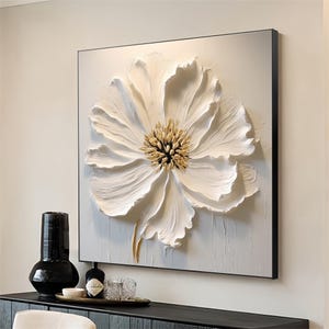Large 3D Flower Oil Painting On Canvas,Hand Painted Modern Art,Original Texture Flower Painting,3D Texture Floral Wall Art Living Room Decor