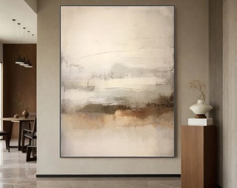 Large Brown Wabi Sabi Wall Canvas Beige Abstract Painting Beige Minimalist Wall Art Beige Wabi Sabi Painting Beige Abstract Wall Decor
