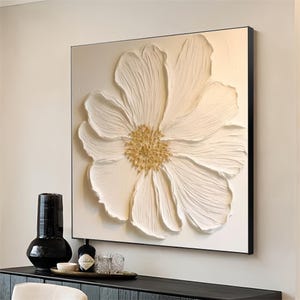 Large 3D Flower Oil Painting On Canvas,3D Texture Floral Wall Art,Hand Painted Modern Art,Original Texture Flower PaintingLiving Room Decor