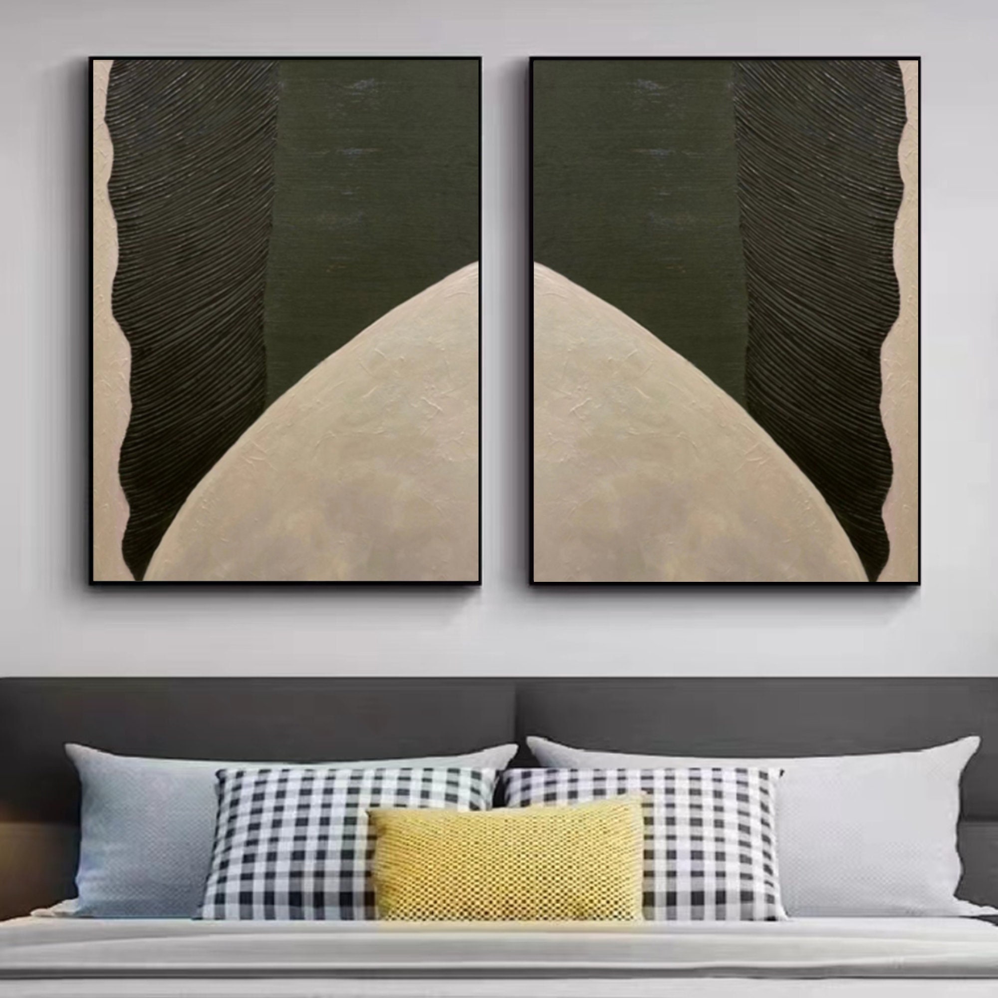 Dark Green Wall Art Large Abstract Wall Art Texture Painting Etsy