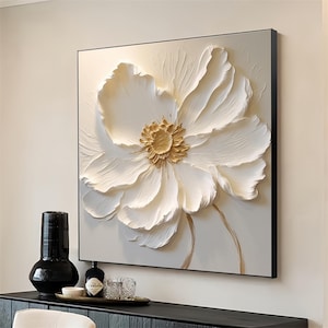 Original Texture Flower Painting,Large 3D Flower Oil Painting On Canvas,Hand Painted Modern Art,3D Texture Floral Wall Art Living Room Decor