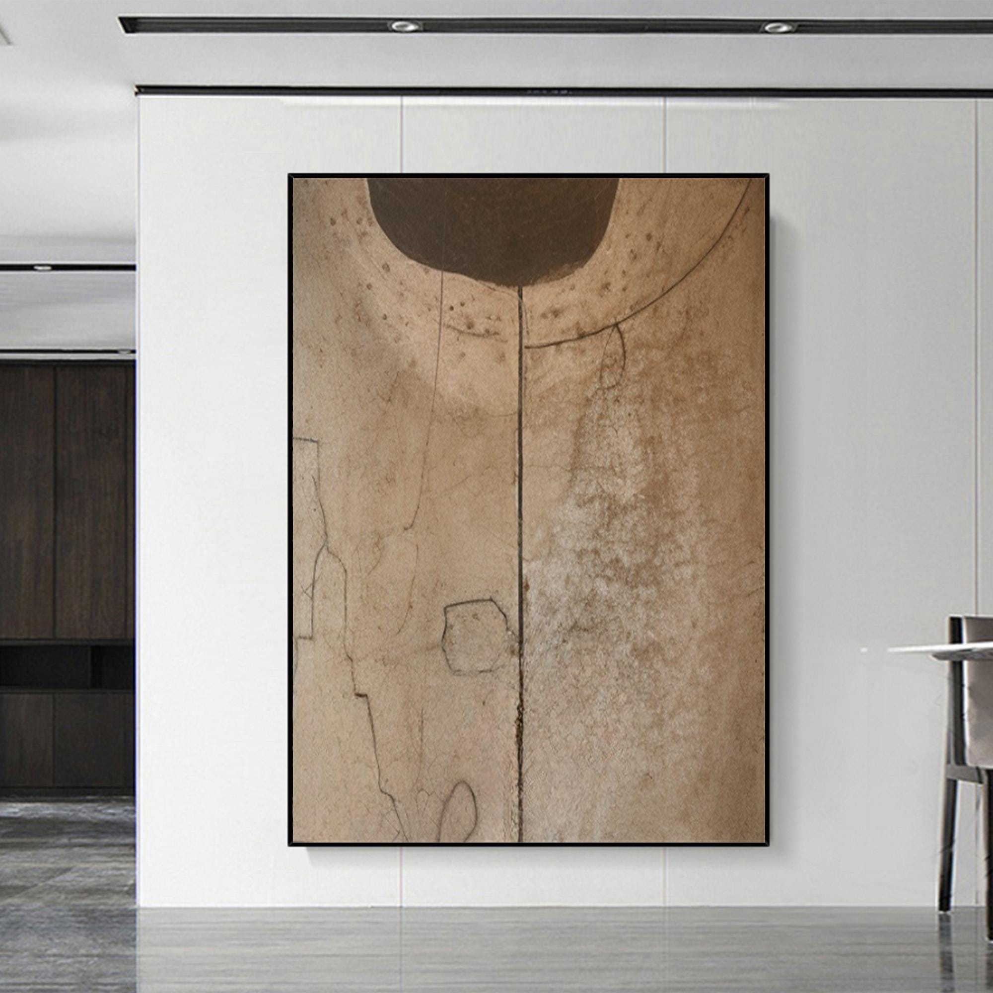 Super Large Brown Abstract Painting Beige Wabi Sabi Art on Canvas Brown ...