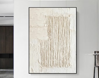 Pure Beige 3D strukturierte Wand Kunst beige neutrale Gemälde für Wohnzimmer Dekor