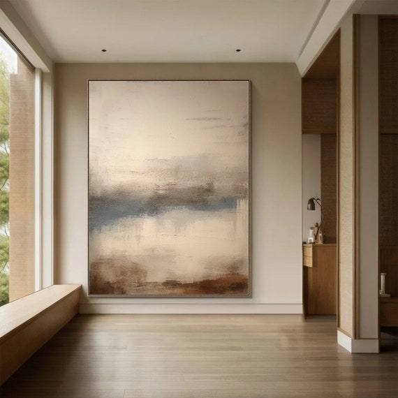 Beige Modern Simple Abstract Painting Minimalist Wall Art Wabi-Sabi Wall Art Beige Texture Painting Wall Canvas Art Neutral Wall Decor