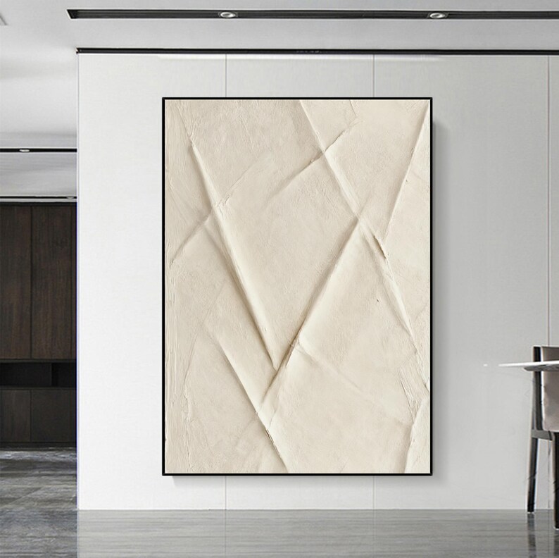 Minimalist Beige 3D Textured Abstract Painting Hand-painted Canvas Art ...