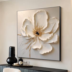 Large 3D Flower Oil Painting On Canvas,Original Texture Flower Painting,Hand Painted Modern Art,3D Texture Floral Wall Art Living Room Decor