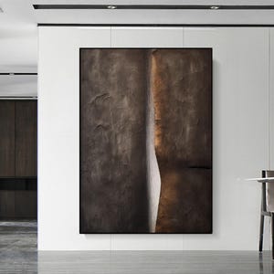 Black Brown Wabi Sabi Wall Brown Abstract Painting Textured Painting Wabi Sabi Painting on Canvas,Brown and Black Painting Livingroom Decor