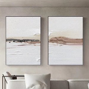 Beige Wall Painting Personalized Gifts Modern Beige Painting Set Of 2 Beige Abstract Wall Art Beige Oil Painting Wall Decor Canvas Painting