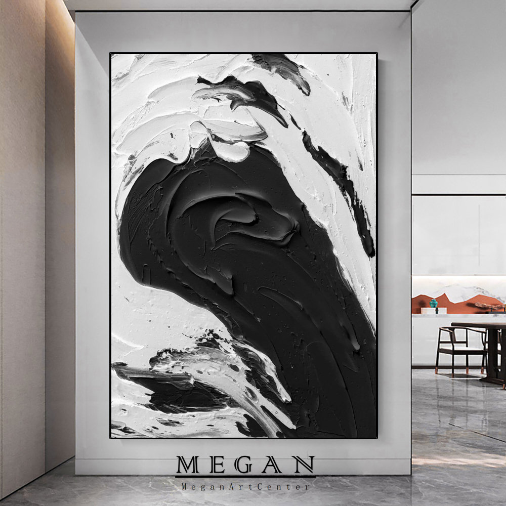 Large White Textured Wall Art Black and White Textured Wall Etsy