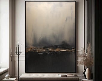Arte Wabi Sabi negro, arte de pared texturizado 3D, pintura abstracta dorada, arte de pared de yeso, lienzo texturizado negro, arte de pared, decoración de pared negra para el hogar