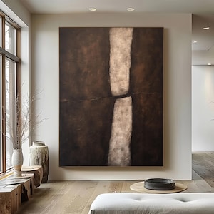 Black And Brown Abstract Painting Medieval Wall Decor Wabi-Sabi Black Brown Wall Art Black Neoclassicism Wall Decor Super Large Abstract Art