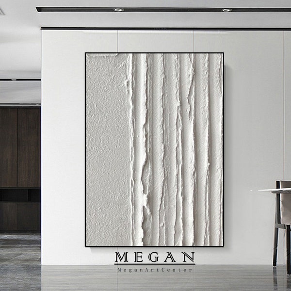 3D White Painiting Textured Wall Art Customized gifts 3D Textured Painiting on Canvas Beige Canvas Wall Art Textured Art  Gift For Him