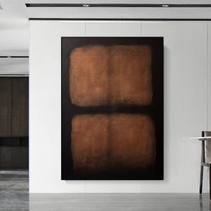 Brown And Black Painting Abstract Textured Painting, Brown Wabi-Sabi Wall Art, Modern Minimalist Wall Art, Handmade Textured Canvas Art