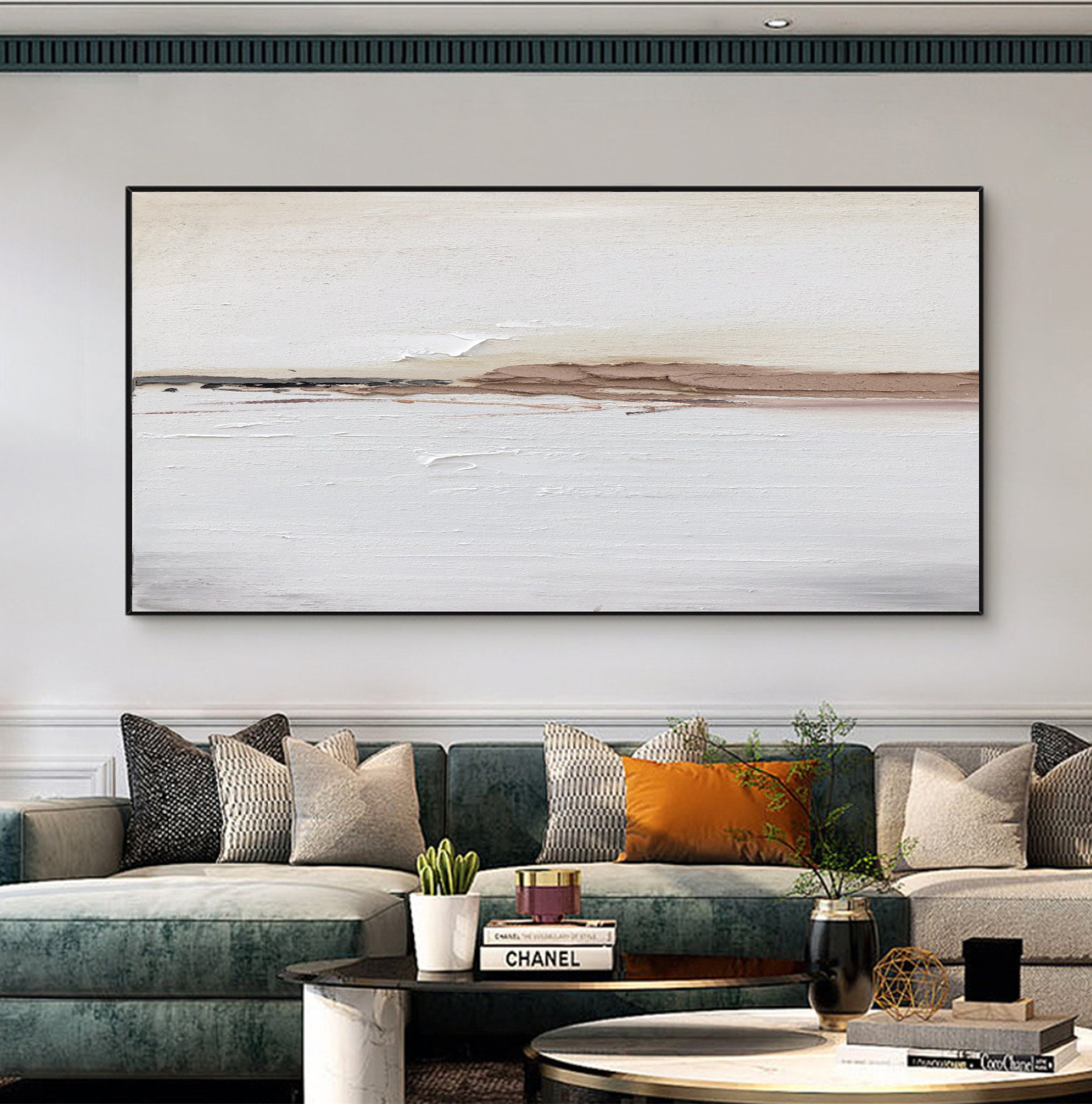Large Beige Wall Art Beige Painting Abstract Minimalist Art Etsy Hong