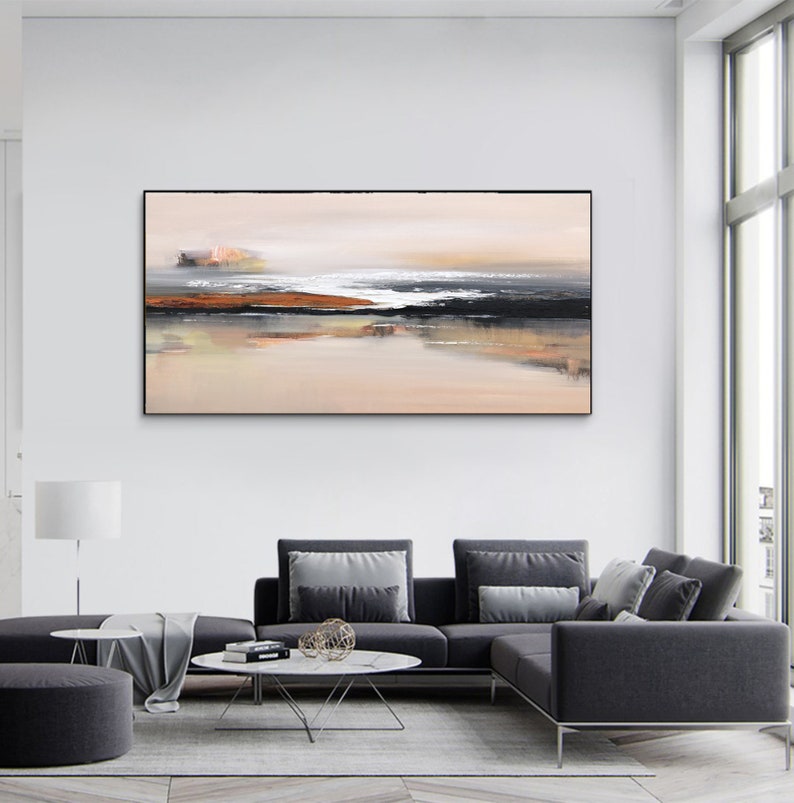 Large Nordic Wall Art Beige Abstract Art Beige Painting Beige Etsy
