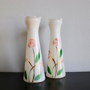 Vintage Flower Vase by Indiana Glass Bartlett Collins Hand Painted Vintage Flower Vase by Indiana Glass Bartlett Collins Hand Painted