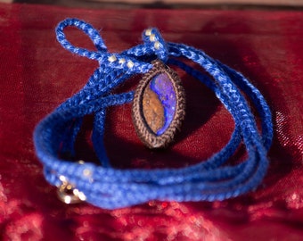 Handmade Australian Boulder Opal Macrame Pendant Necklace