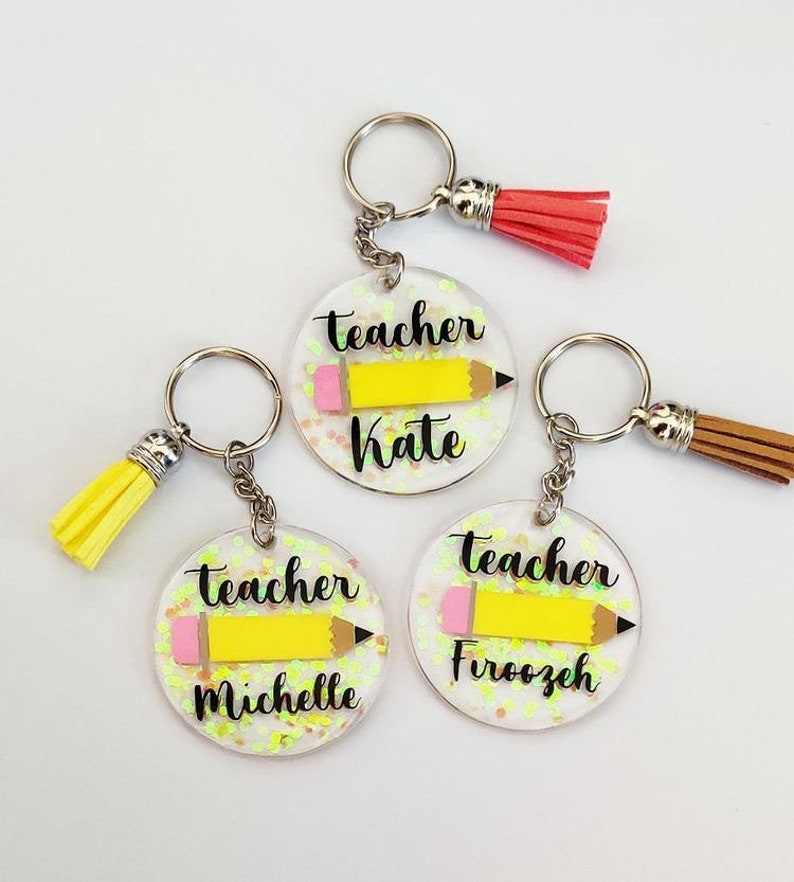 Personalized Acrylic Keychains/ Teachers / Glitter Keychain/ Teacher Appreciation/ Etsy