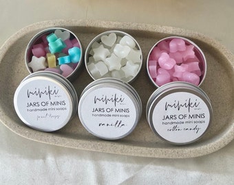 Mini Soaps Jars | One Time Use Soaps | 25x per jar - Australian Natural Handmade Soap | Perfect for Gifts, Favours, Emergency & Birthdays