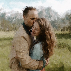 Custom portrait from photo, photo to painting, digital illustration, oil portrait, family portrait, canvas print.