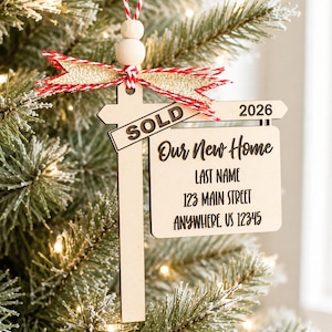 2026 First Home Ornament: Maple Wood Sold Sign Realtor Gift