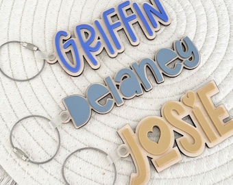Personalized Maple Wood Name Keychain: Acrylic Bogg Bag Charm