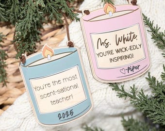 Personalized Teacher Ornament, Custom Student Names Ornament, Christmas Tree Ornament, Teacher Appreciation Day, Classroom Keepsake, Candle
