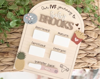 IVF Journey Milestone Sign, IVF Egg Retrieval Tracker Board, Our Journey to Baby, Fertility Journey Keepsake, Pregnancy Announcement, Gift
