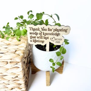 Personalized Wooden Plant Stake - #1 Teacher Appreciation Gift or End of School Year - Customized Teacher Gift Idea - back to school gift