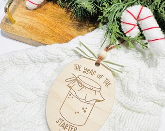 Sourdough Starter Ornament: Maple Wood Gift for Baker