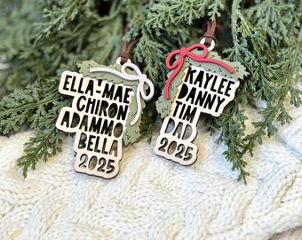 Personalized Family Christmas Ornament, Custom Names, Family Tree Gift, Holiday Decor, Pet & Family Name Ornament, 2025 Christmas Keepsake