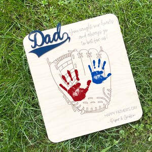 Dad Baseball Handprint Sign Father’s Day Birthday DIY Personalized Gift From Kids Names Dad Grandpa Uncle Coach Gift for Him Baseball Lover