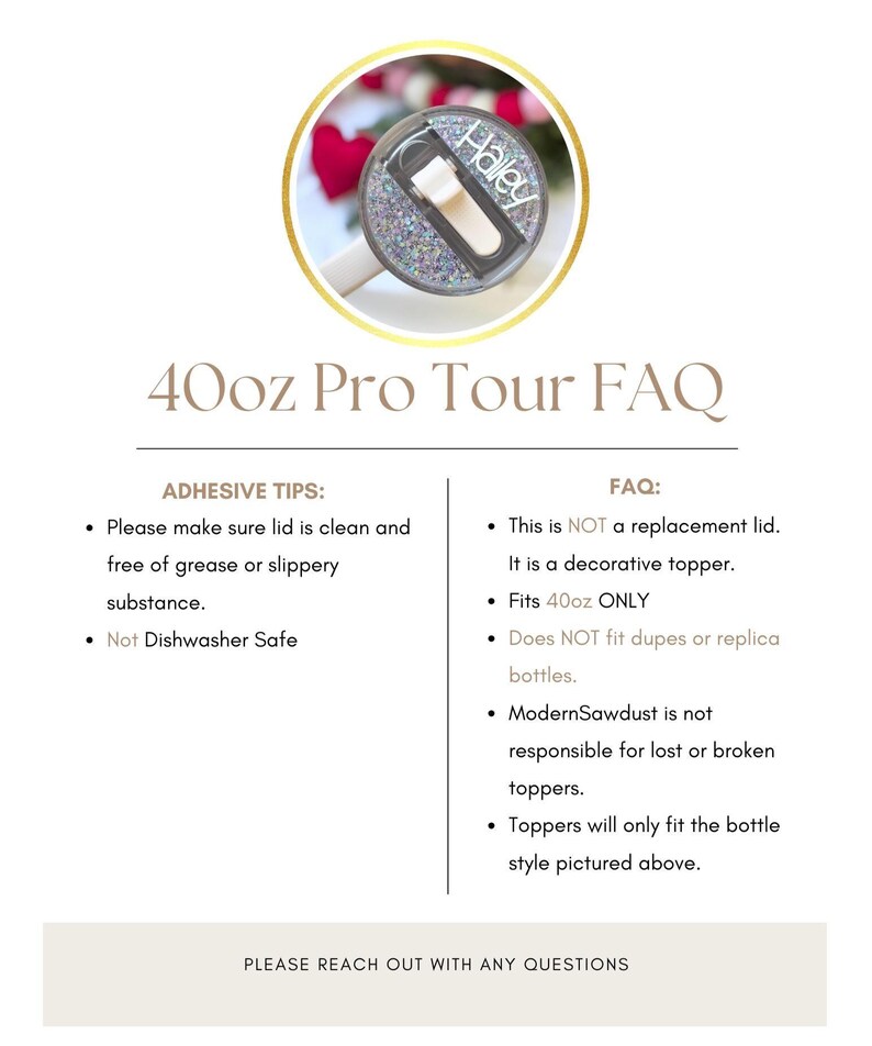 Personalized Stanley Protour Lid Topper: 40oz Tumbler Name Plate image 3