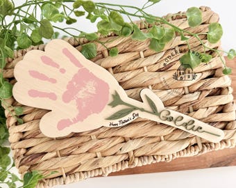Personalized Mother’s Day Gift, First Mother’s Day Handprint Gift, Mother's Day Craft, Keepsake Handprint, DIY HandPrint, Flower Handprint