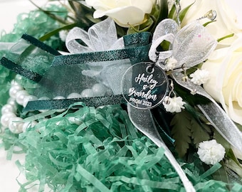 Personalized Acrylic Corsage Charm: Elegant Floral Keepsake, Personalized Corsage Charm Prom, Wedding, Homecoming Boutonniere Charm, Prom