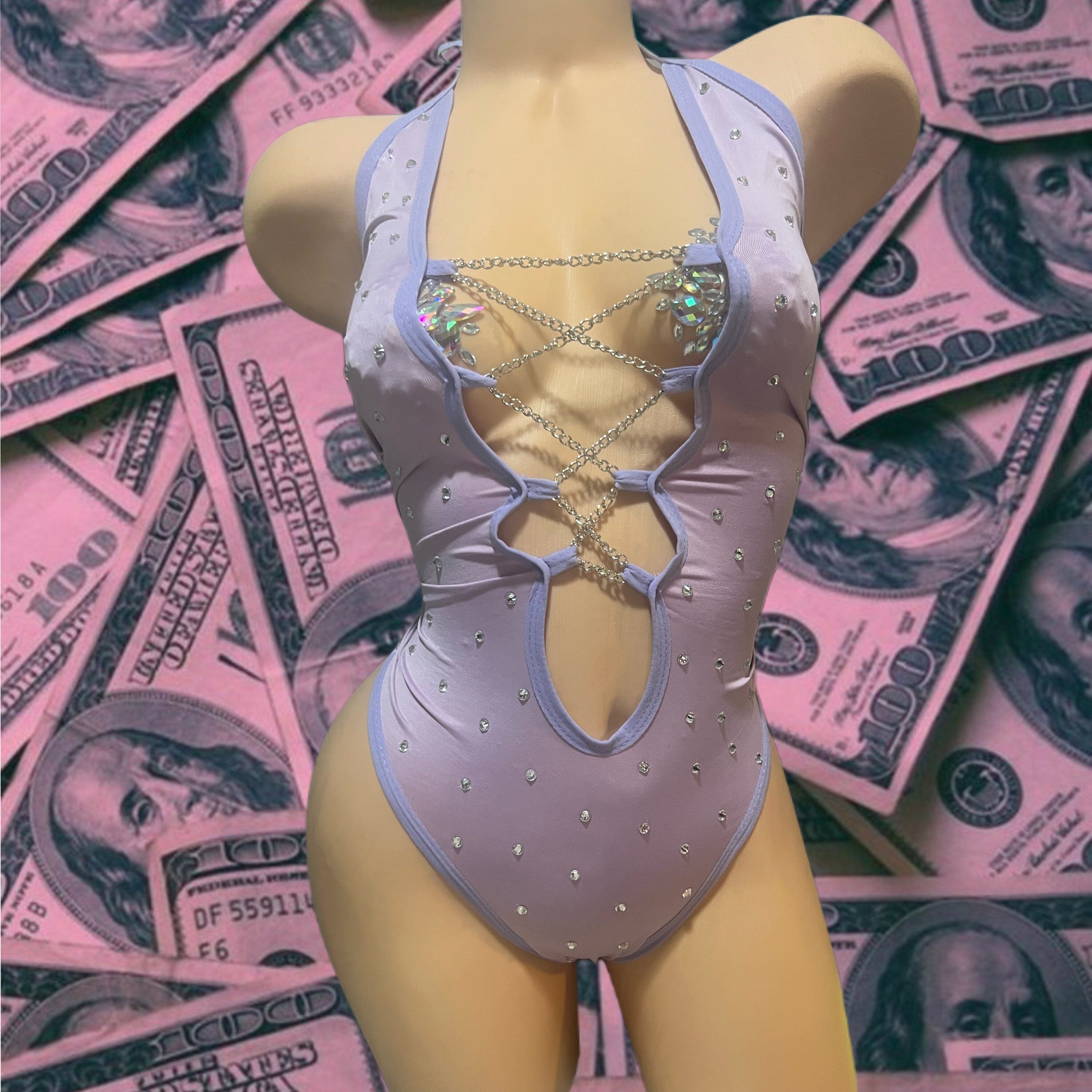 Exotic Dancewear One Piece With Rhinestones Stripper Wear Etsy