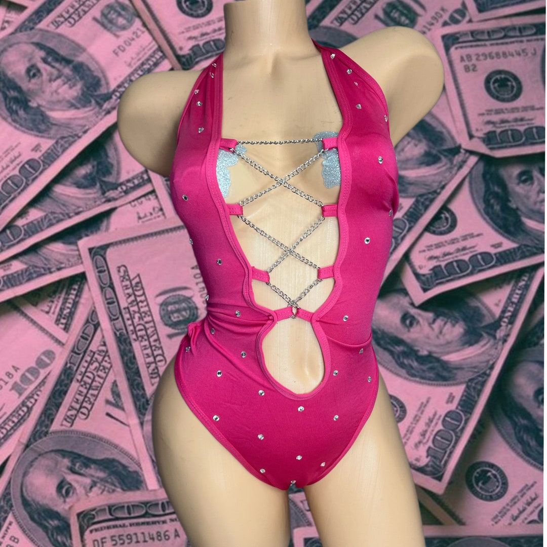 Exotic Dancewear One Piece With Rhinestones Stripper Wear Etsy