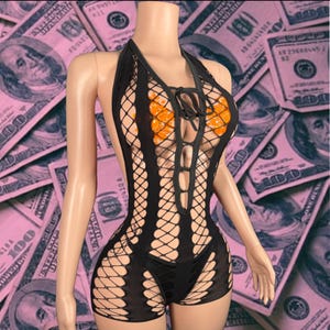 Exotic Dancewear One Piece Fishnet Set