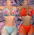 Exotic Dancewear Two Piece Fishnet Set