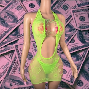 Exotic Dancewear One Piece Fishnet Dress
