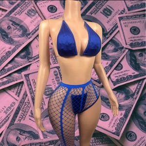 Exotic Dancewear Three Piece Fishnet Set