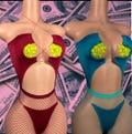 Exotic Dancewear One Piece Fishnet Set- Thong Included