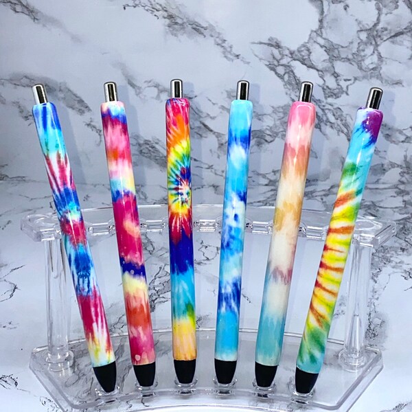 Tie-Dye Epoxy Resin Coated Personalized Refillable Papermate Inkjoy Gel Pens