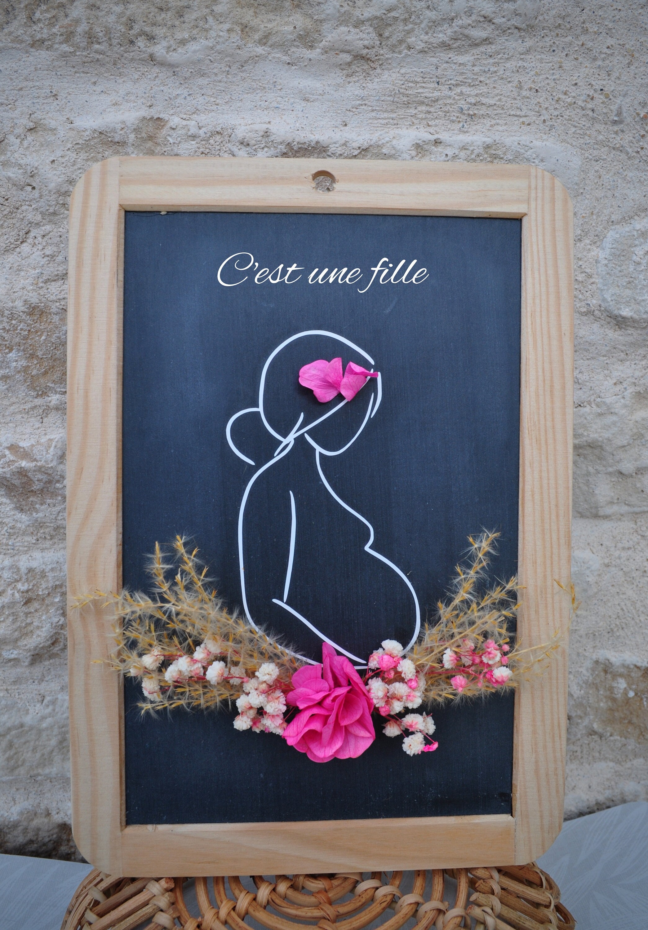 Ardoise Fleurie - Grossesse Gender Reveal A Personnaliser