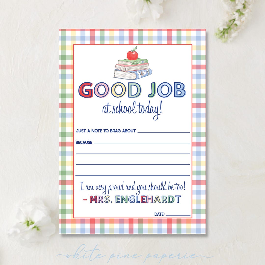 Note From Teacher Notepad // Good Job Happy Gram // Back to School ...