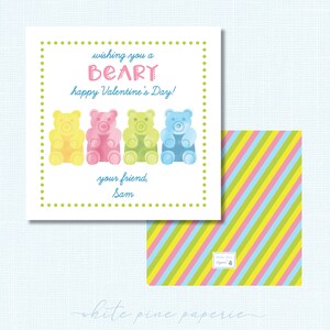 Colorful Beary Valentine Printed Gift TAGS or STICKERS