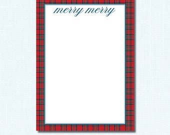 Merry Merry Christmas Tartan Holiday Notepad