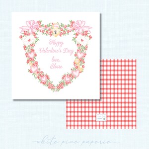 Hearts and Flowers Valentine&#39;s Day Crest Printed Gift Tag //OR// Stickers